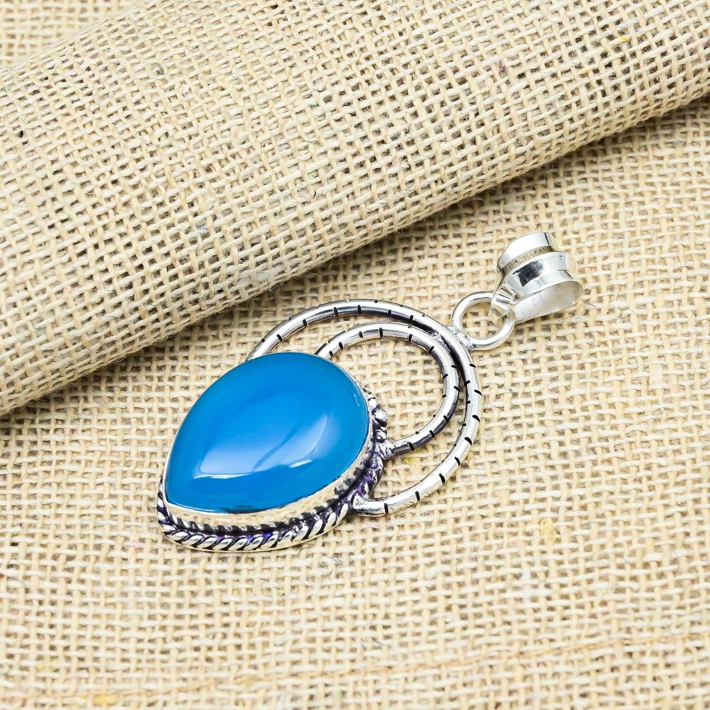 Blue Chalcedony Gemstone Pendant