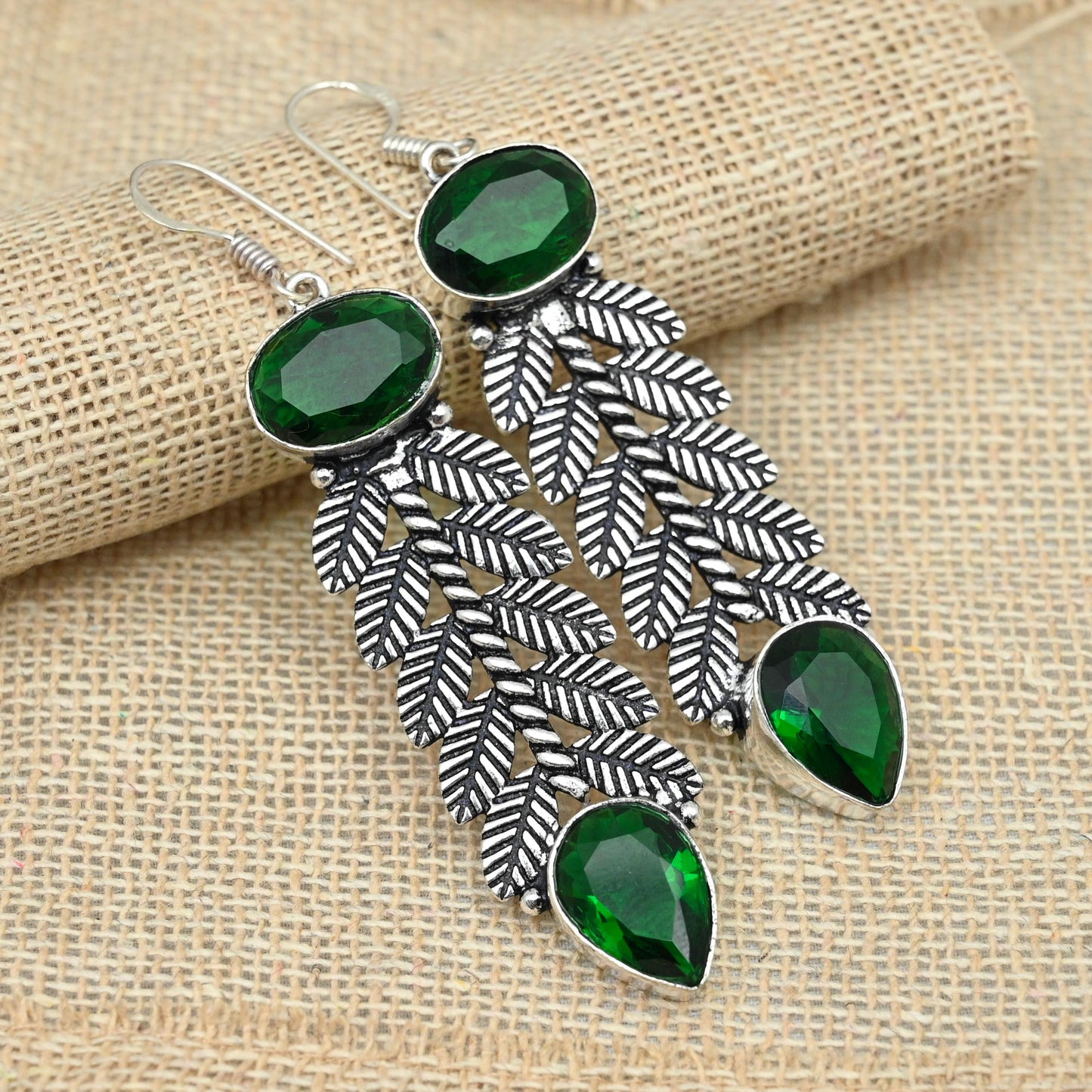 Green Chrome Diopside Sterling Silver Earrings