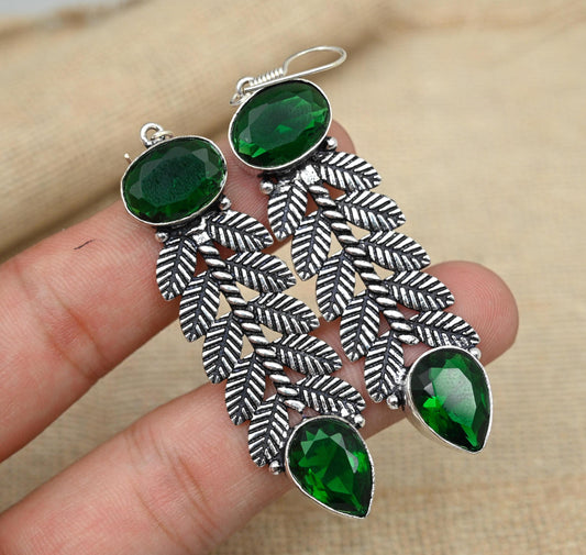 Green Chrome Diopside Sterling Silver Earrings