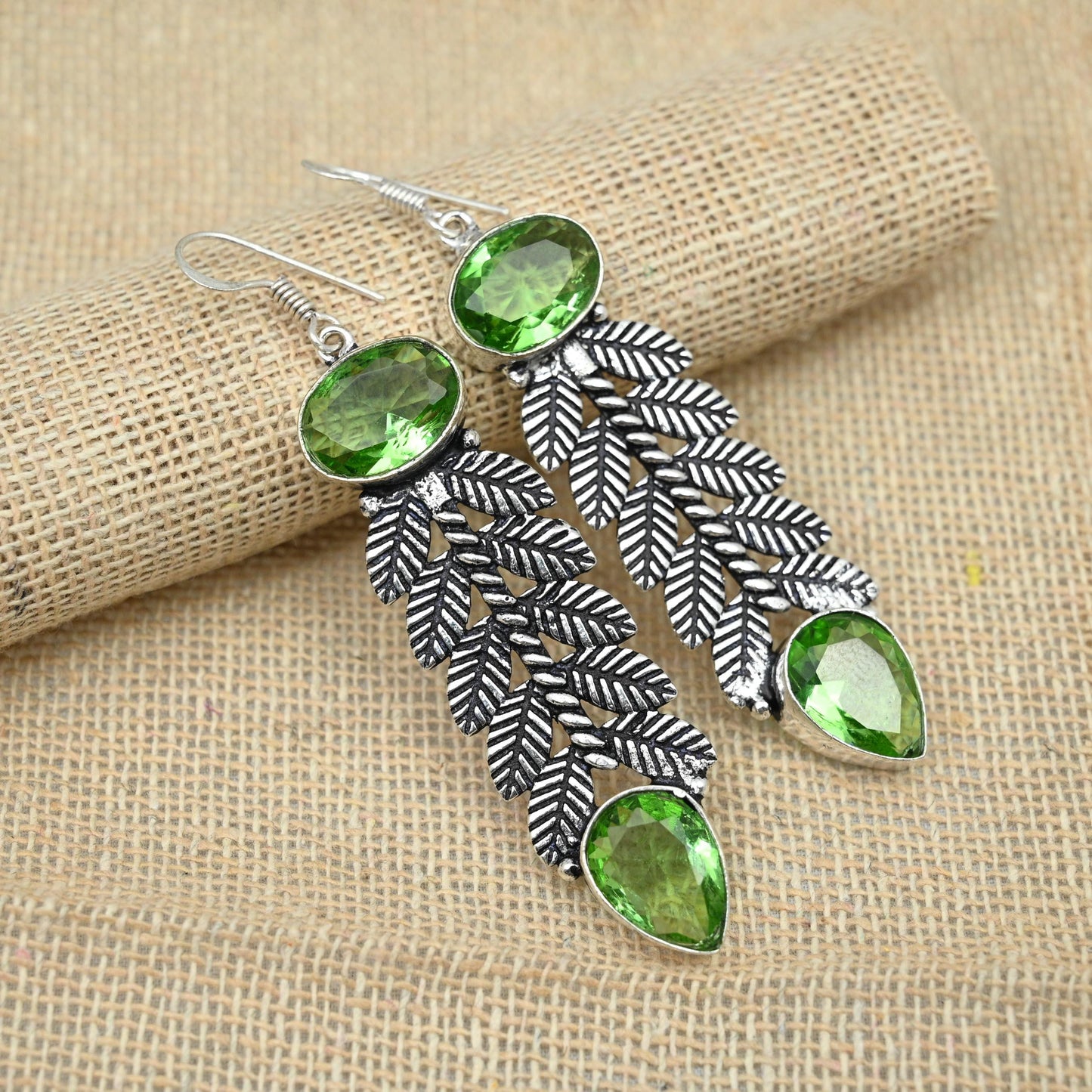 Green Tsavorite Sterling Silver Statement Earrings