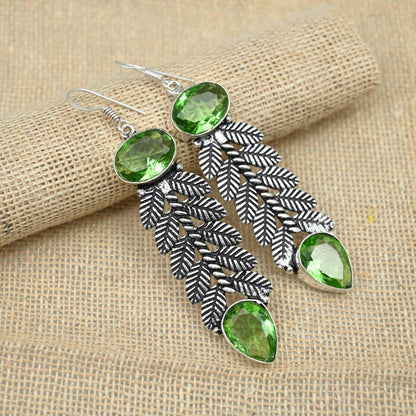 Green Tsavorite Sterling Silver Statement Earrings
