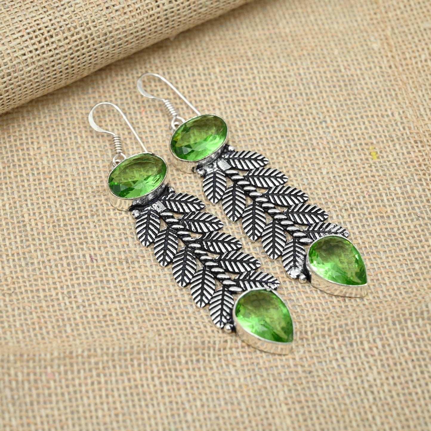 Green Tsavorite Sterling Silver Statement Earrings