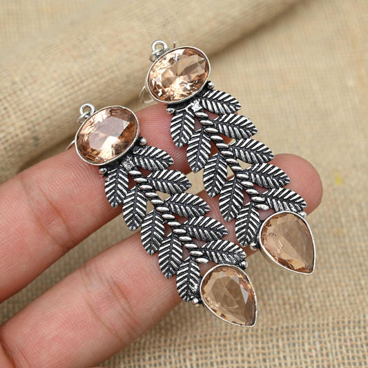Pink Morganite Sterling Silver Earrings