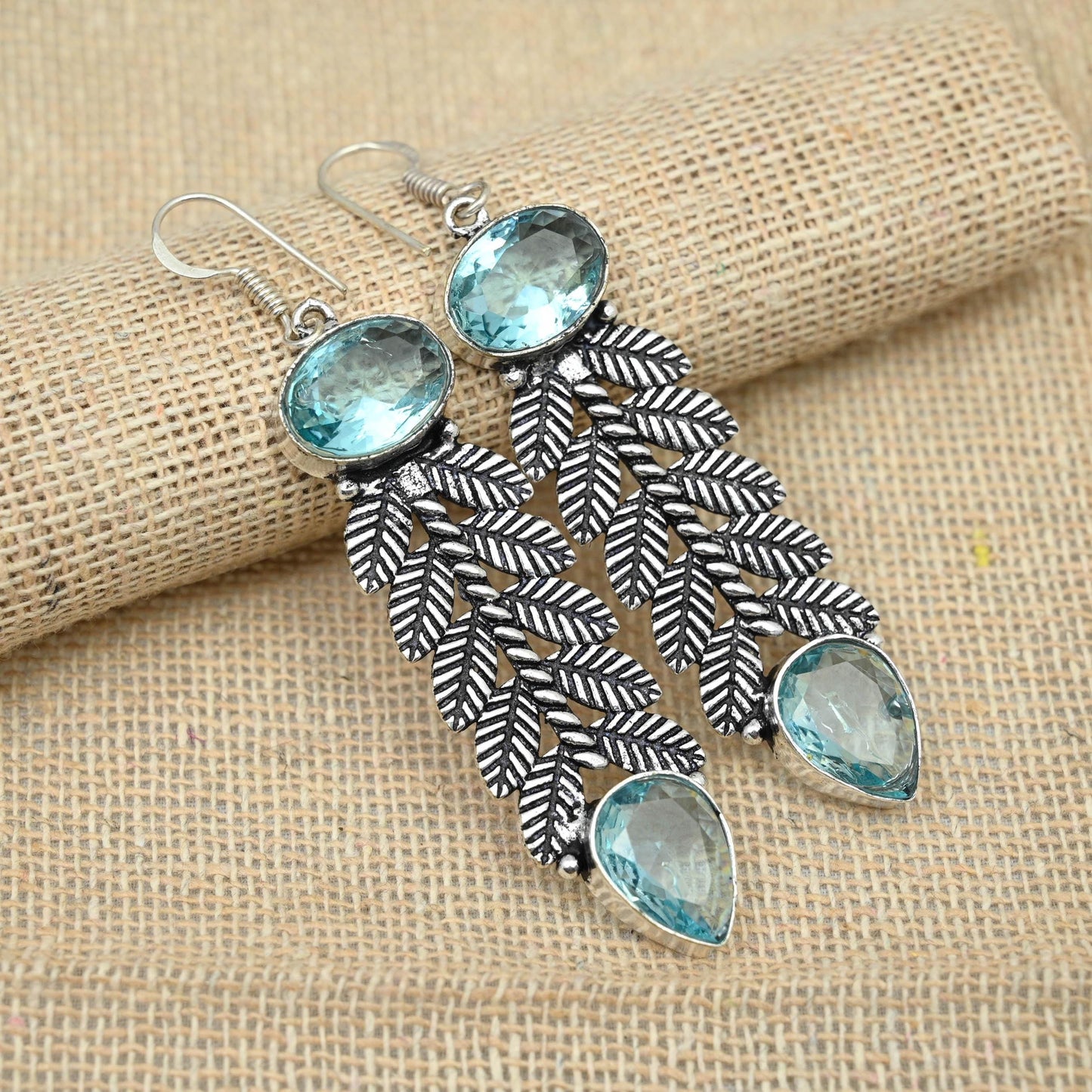 Aqua Apatite Sterling Silver Earrings
