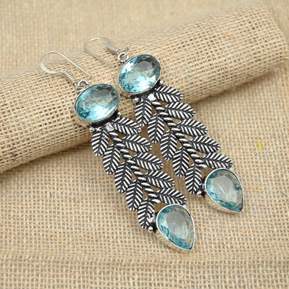 Aqua Apatite Sterling Silver Earrings