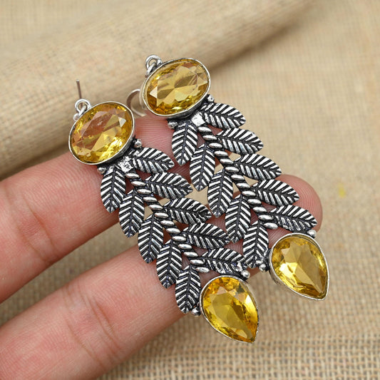 Yellow Citrine Sterling Silver Earrings