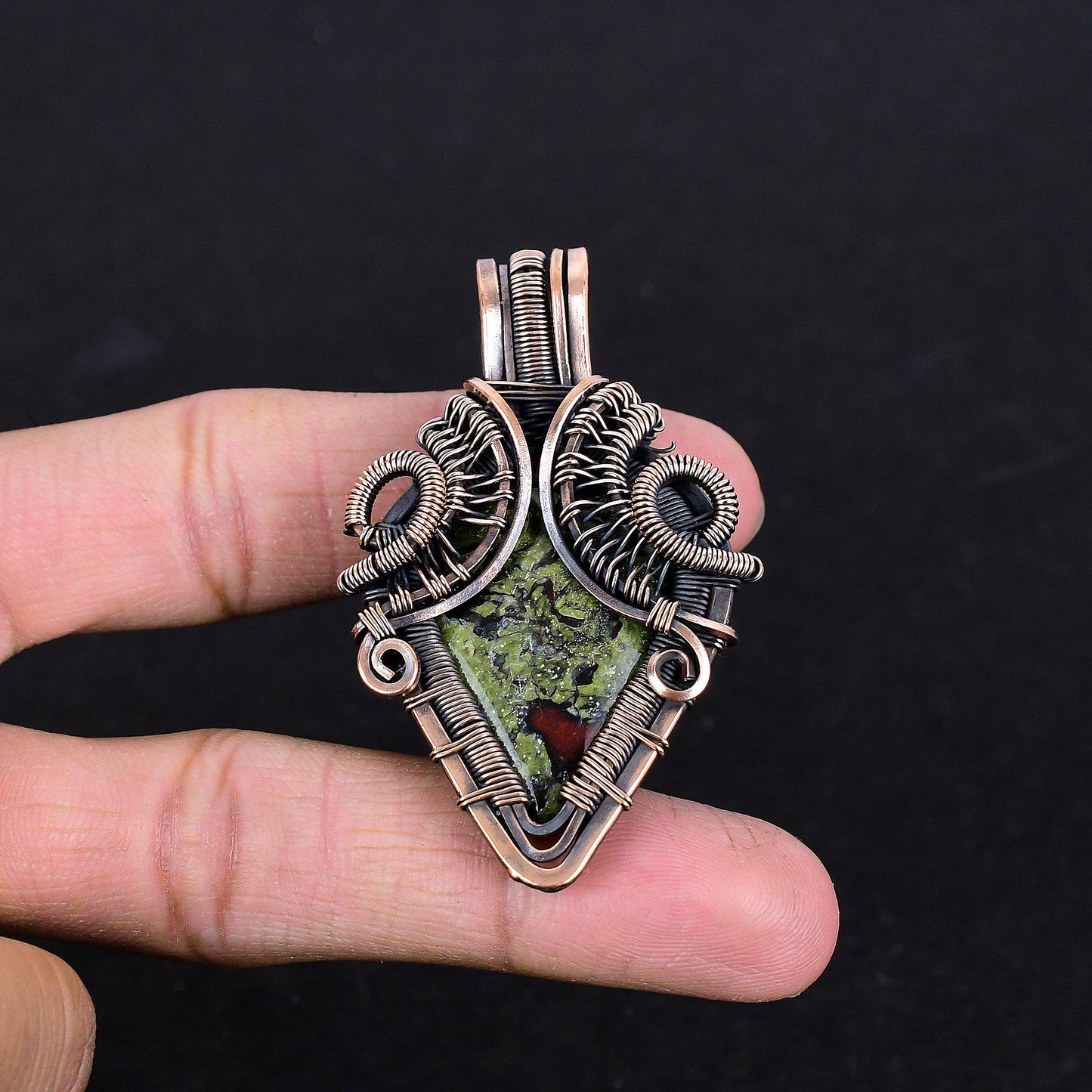 Green Bloodstone Gemstone Pendant