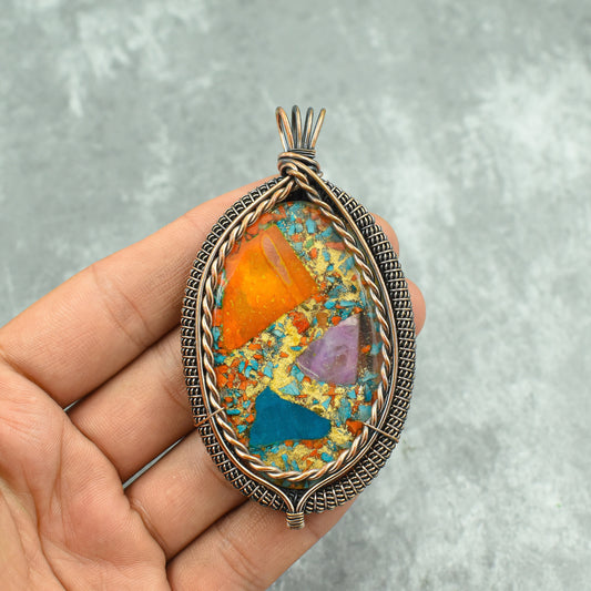Turquoise Spiny Oyster Gemstone Pendant