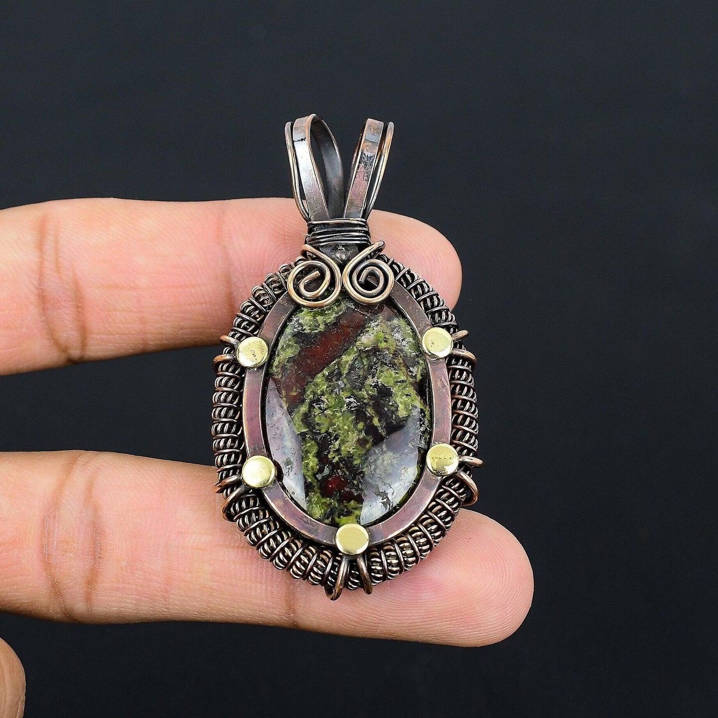 Green Bloodstone Gemstone Pendant