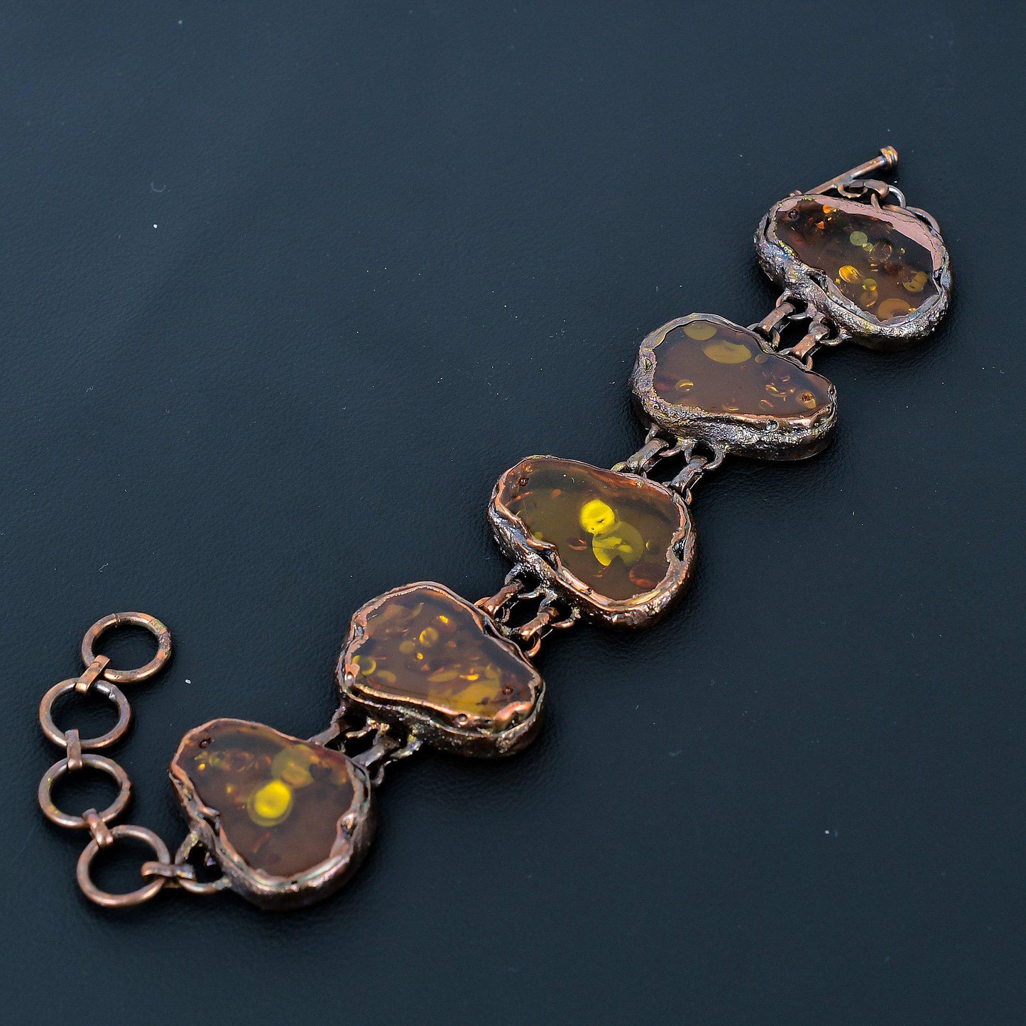 Honey Baltic Amber Gemstone Copper Bracelet