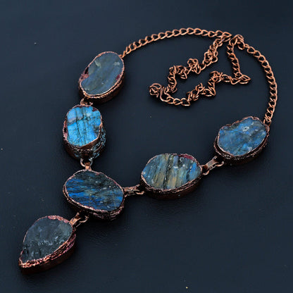 Blue Green Labradorite Gemstone Necklace