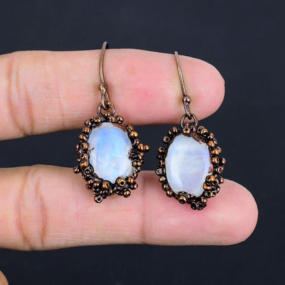 Rainbow Moonstone Gemstone Earrings