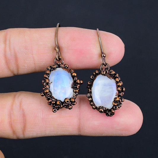 Rainbow Moonstone Gemstone Earrings