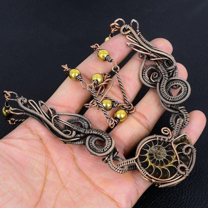 Copper Ammonite Gemstone Necklace