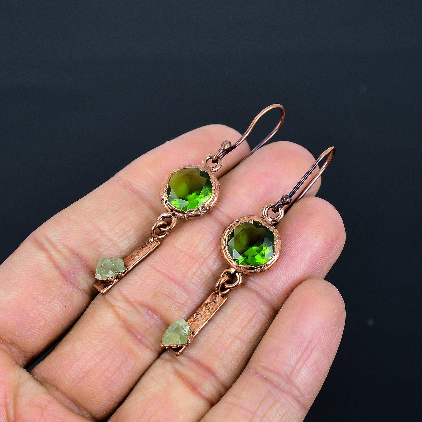 Green Peridot Gemstone Earrings