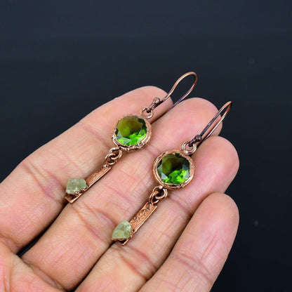 Green Peridot Gemstone Earrings