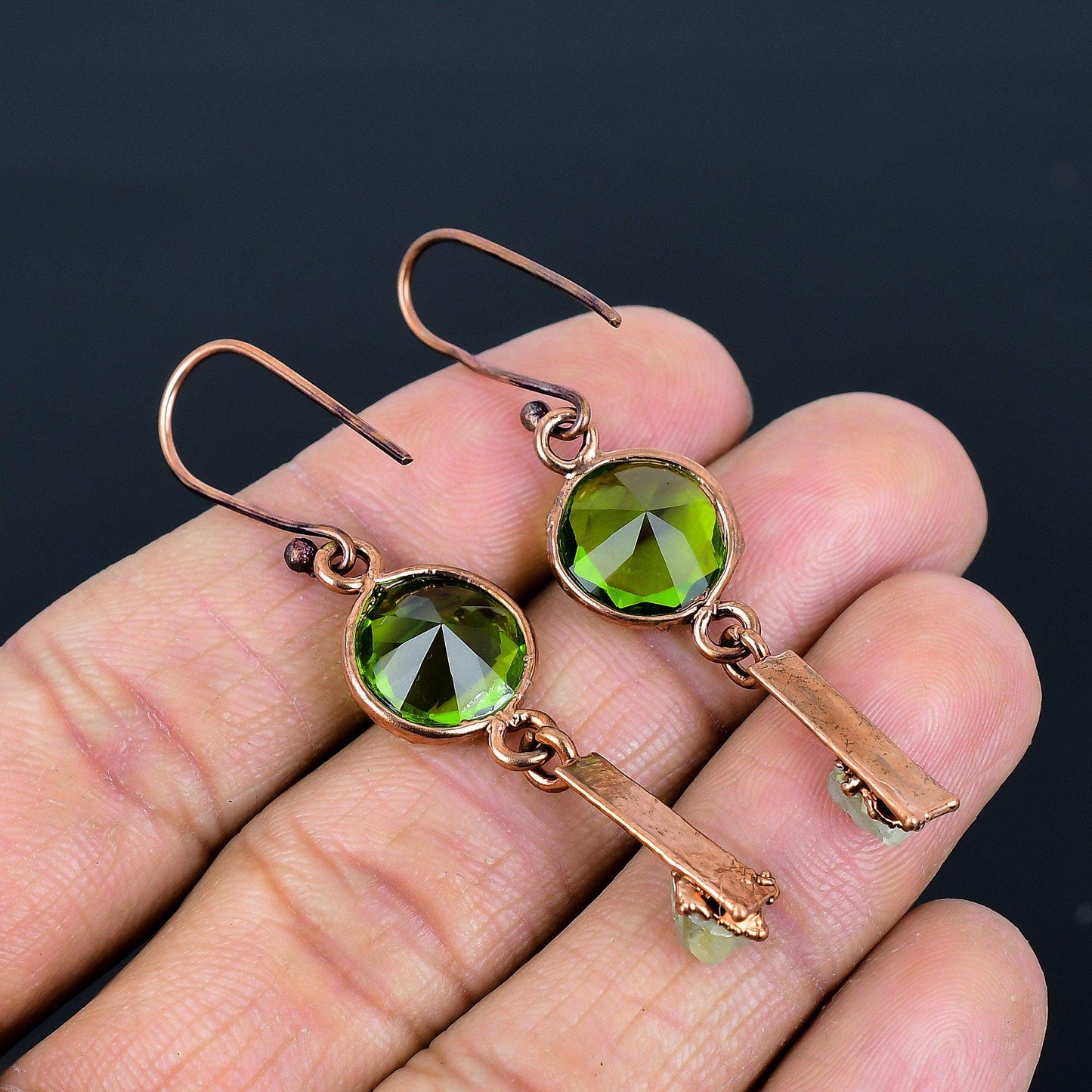 Green Peridot Gemstone Earrings