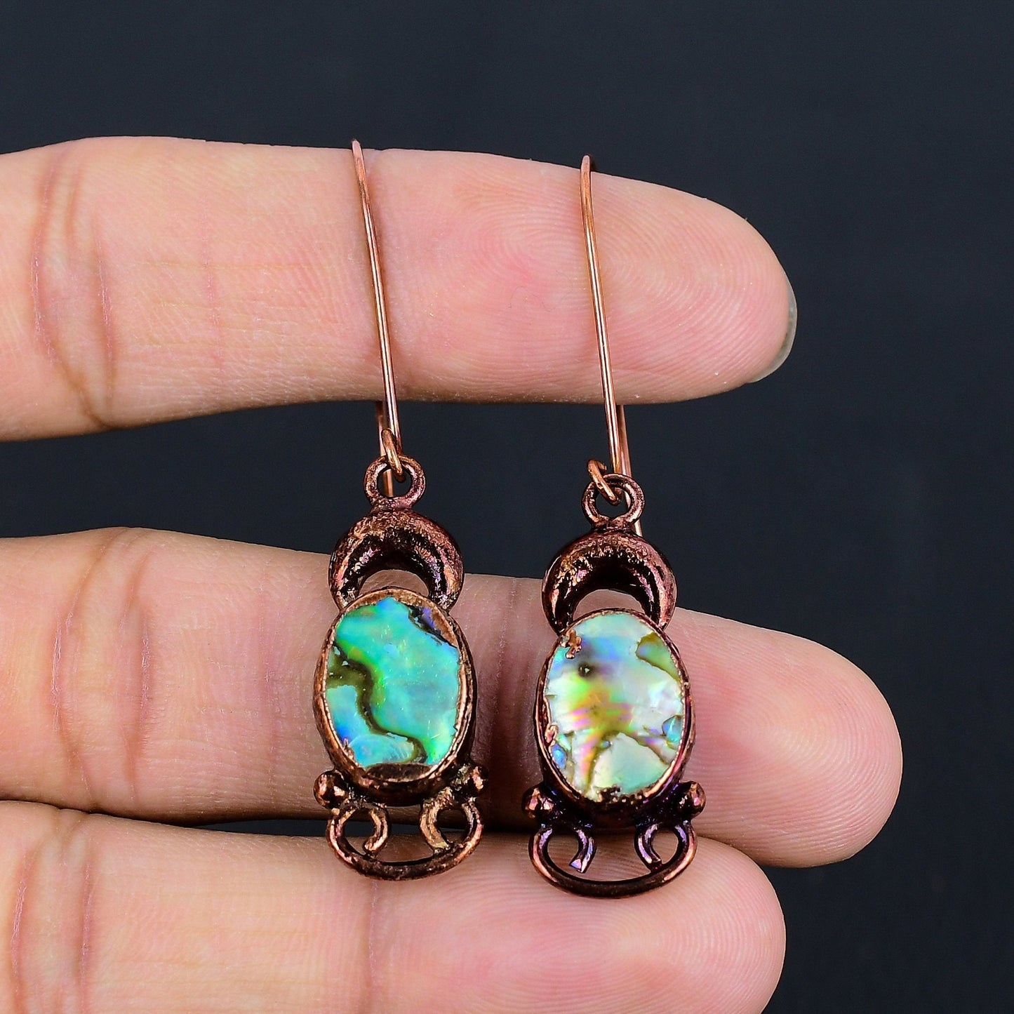 Rainbow Abalone Gemstone Dangle Earrings