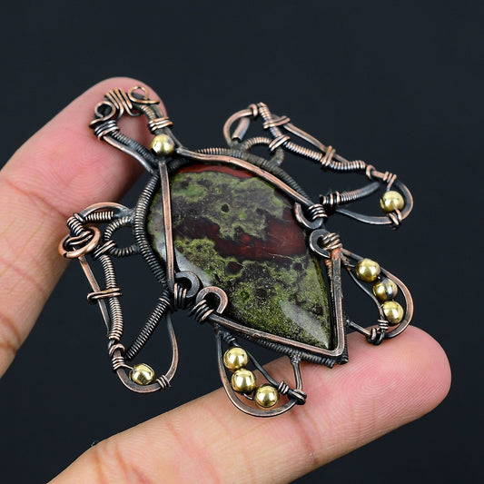 Red-Green Dragon Blood Gemstone Turtle Pendant