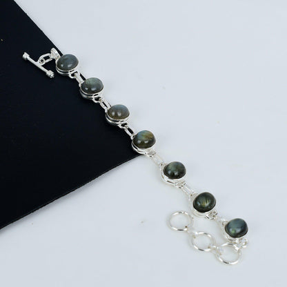 Blue Labradorite Silver Bracelet