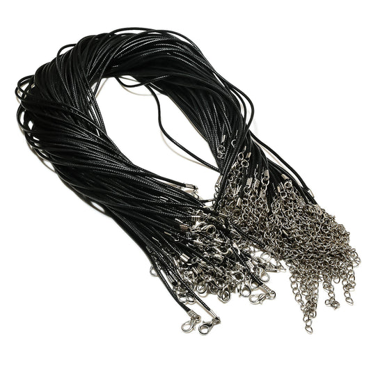 Black Adjustable Leather Pendant Cord