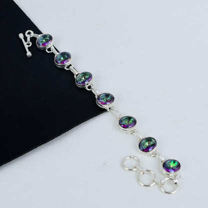 Mystic Rainbow Topaz Sterling Silver Bracelet