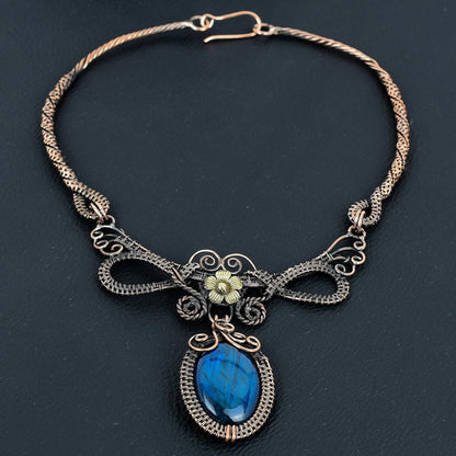 Blue Flash Labradorite Gemstone Necklace