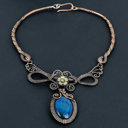 Blue Flash Labradorite Gemstone Necklace