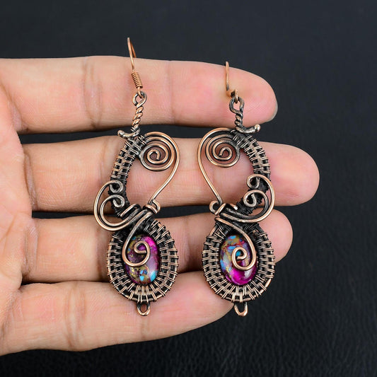 Pink Turquoise Gemstone Earrings