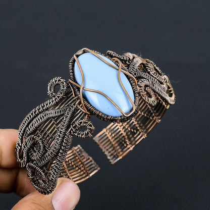 Blue Owyhee Opal Gemstone Cuff Bracelet