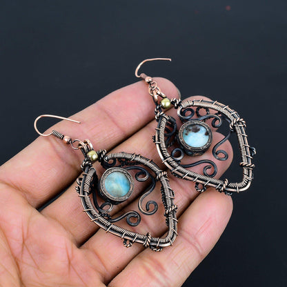 Blue Larimar Gemstone Dangle Earrings