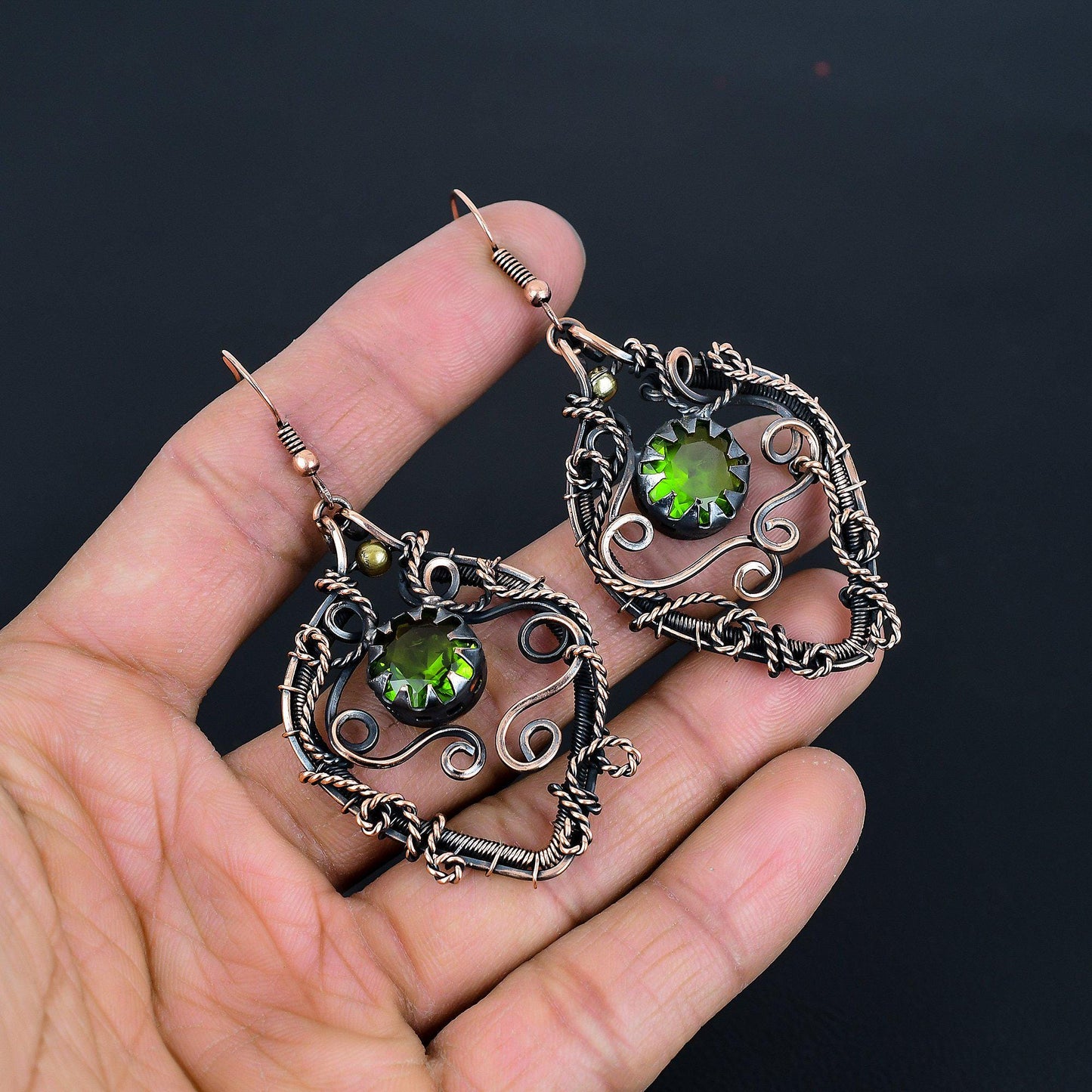 Green Peridot Gemstone Earrings