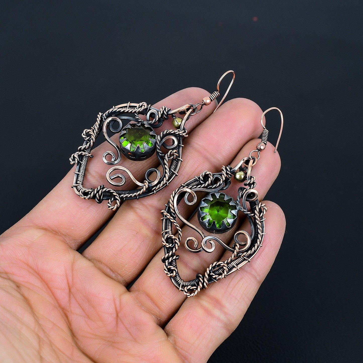 Green Peridot Gemstone Earrings