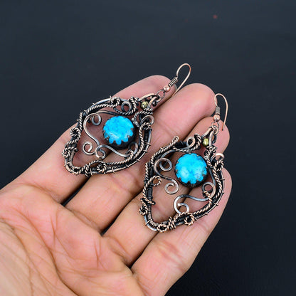 Turquoise Gemstone Wire Wrapped Earrings