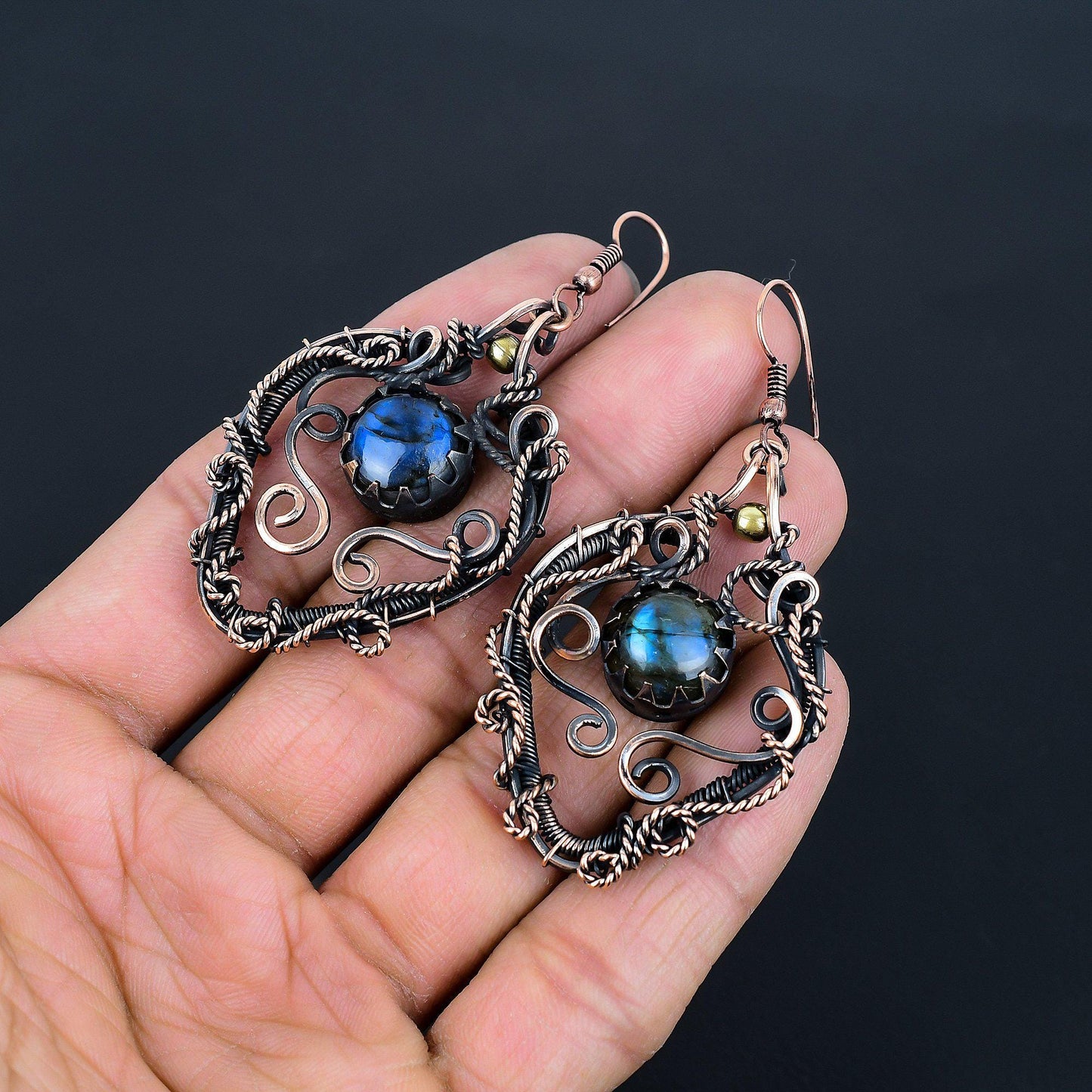 Blue Labradorite Gemstone Earrings