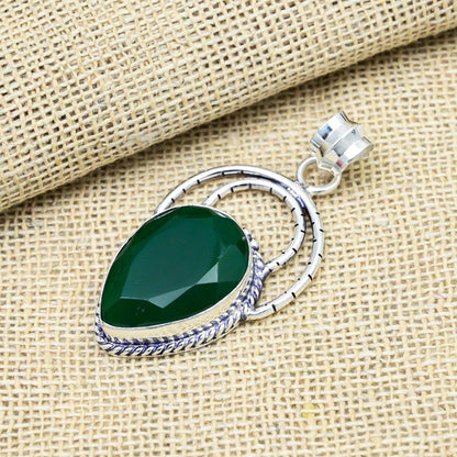 Green Onyx Sterling Silver Pendant
