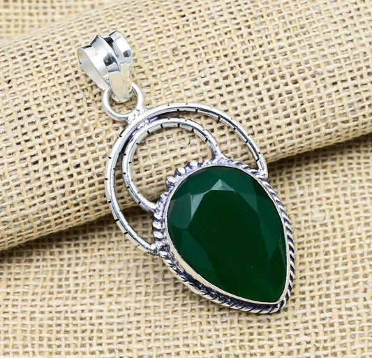 Green Onyx Sterling Silver Pendant