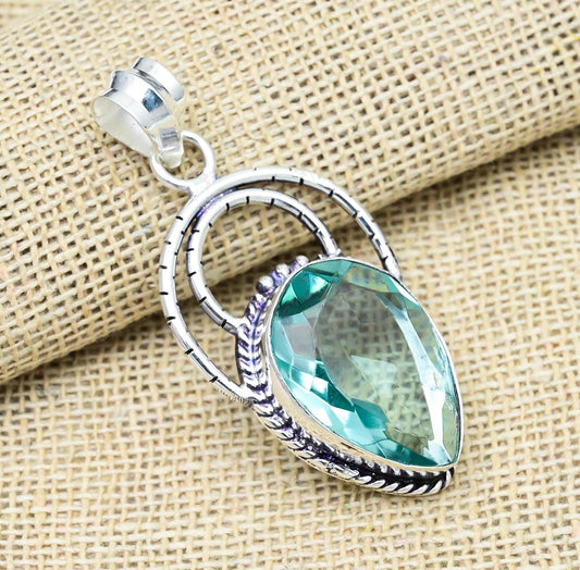 Aqua Apatite Sterling Silver Pendant