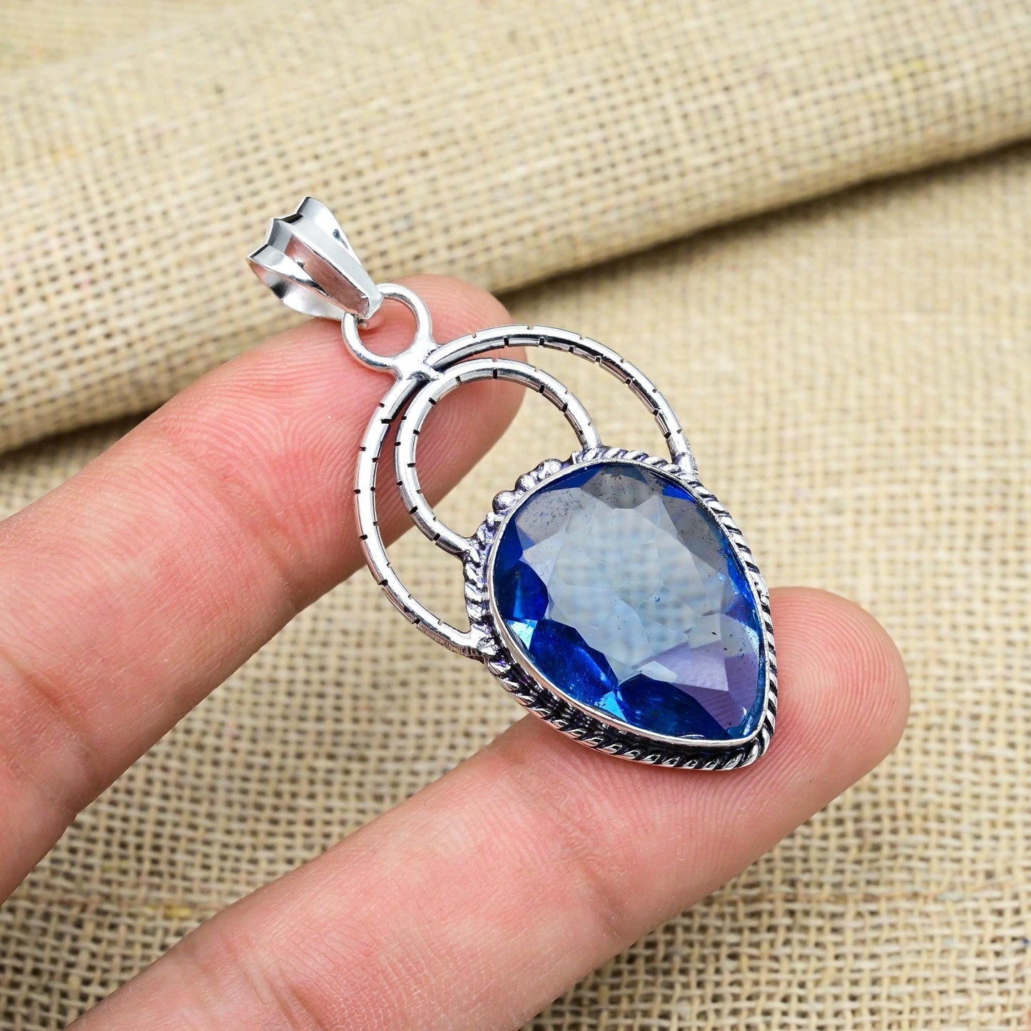 Blue Tanzanite Sterling Silver Pendant