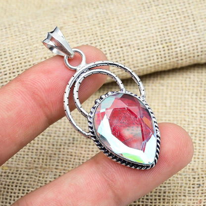 Sterling Silver Rainbow Mystic Topaz Pendant