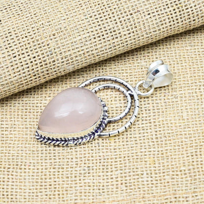 Rose Quartz Sterling Silver Pendant