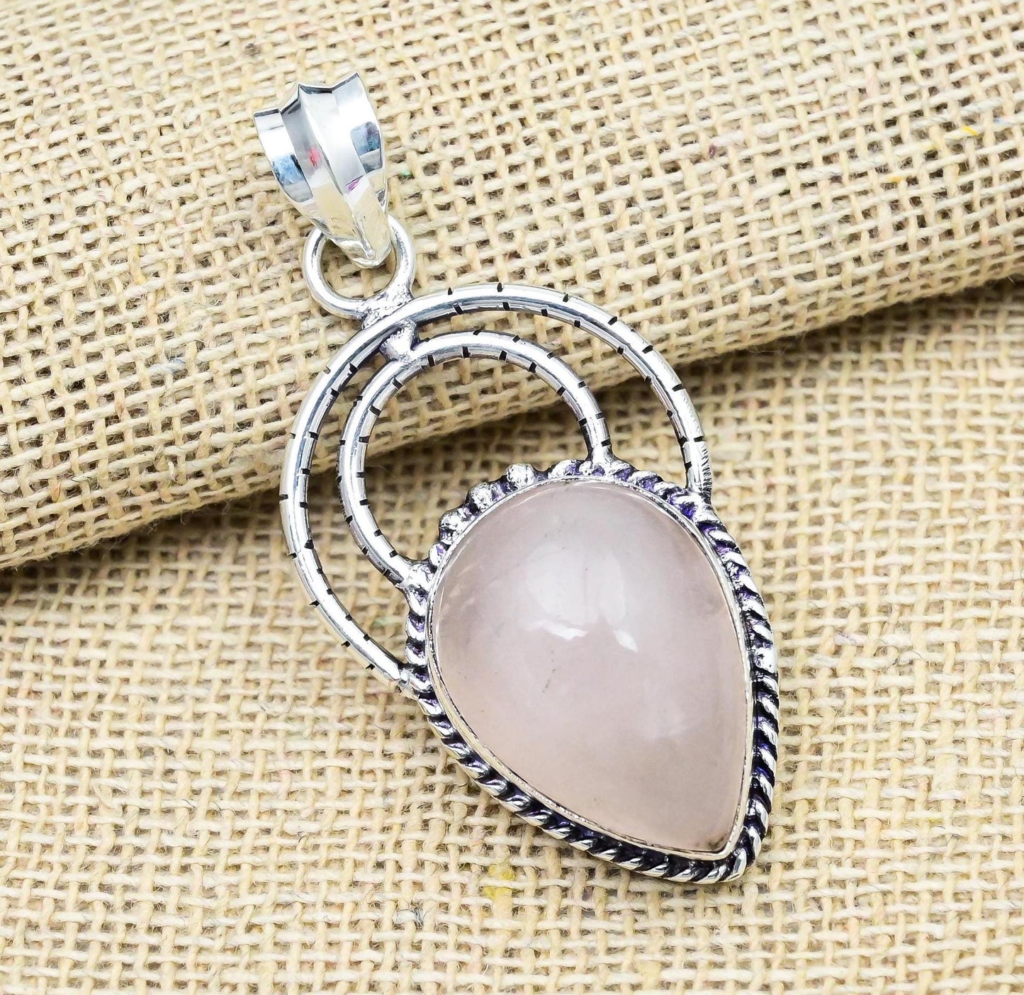 Rose Quartz Sterling Silver Pendant