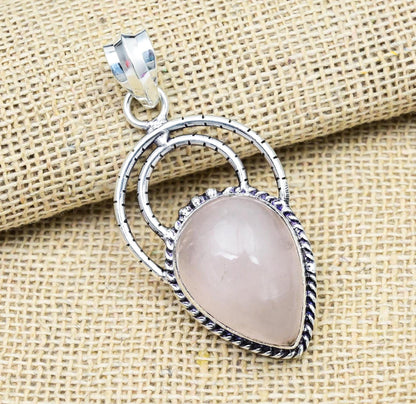 Rose Quartz Sterling Silver Pendant