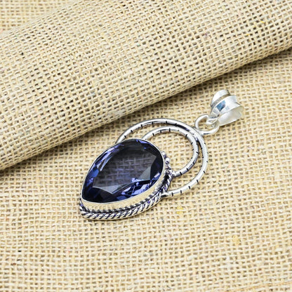 Blue Iolite Sterling Silver Pendant