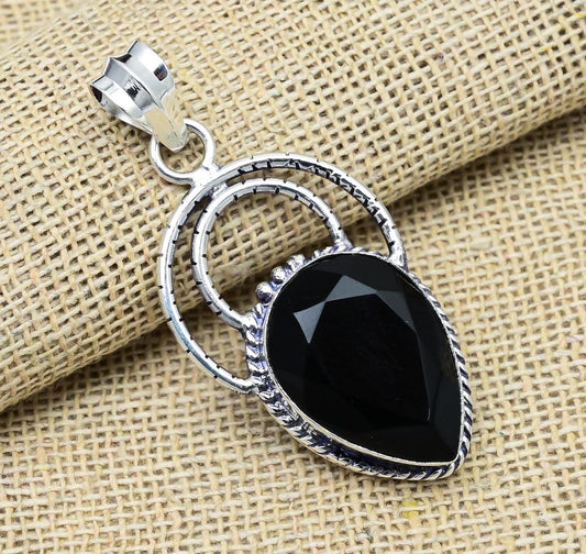 Black Spinel Sterling Silver Pendant