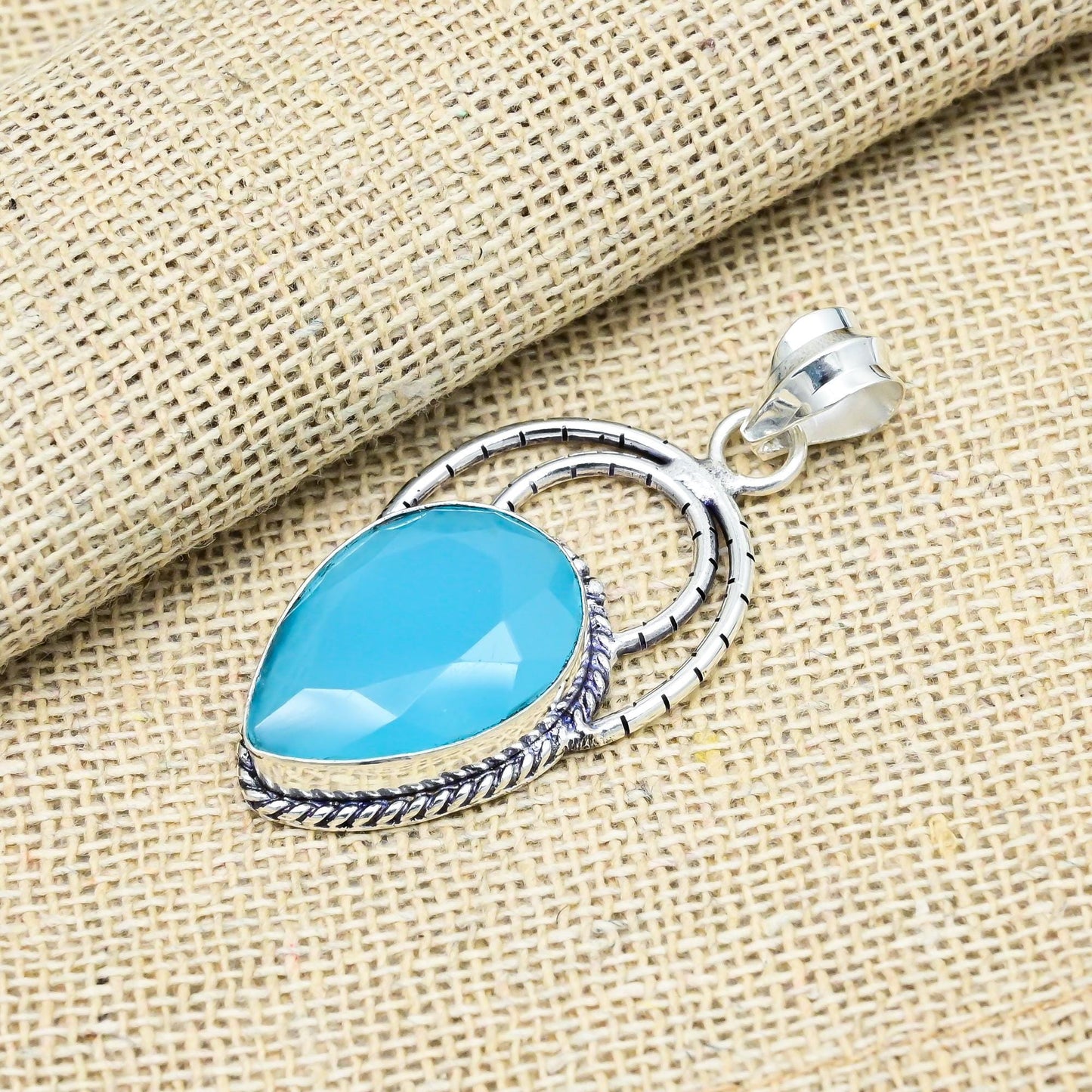 Blue Chalcedony Gemstone Pendant