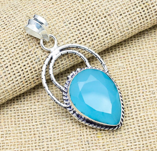 Blue Chalcedony Gemstone Pendant