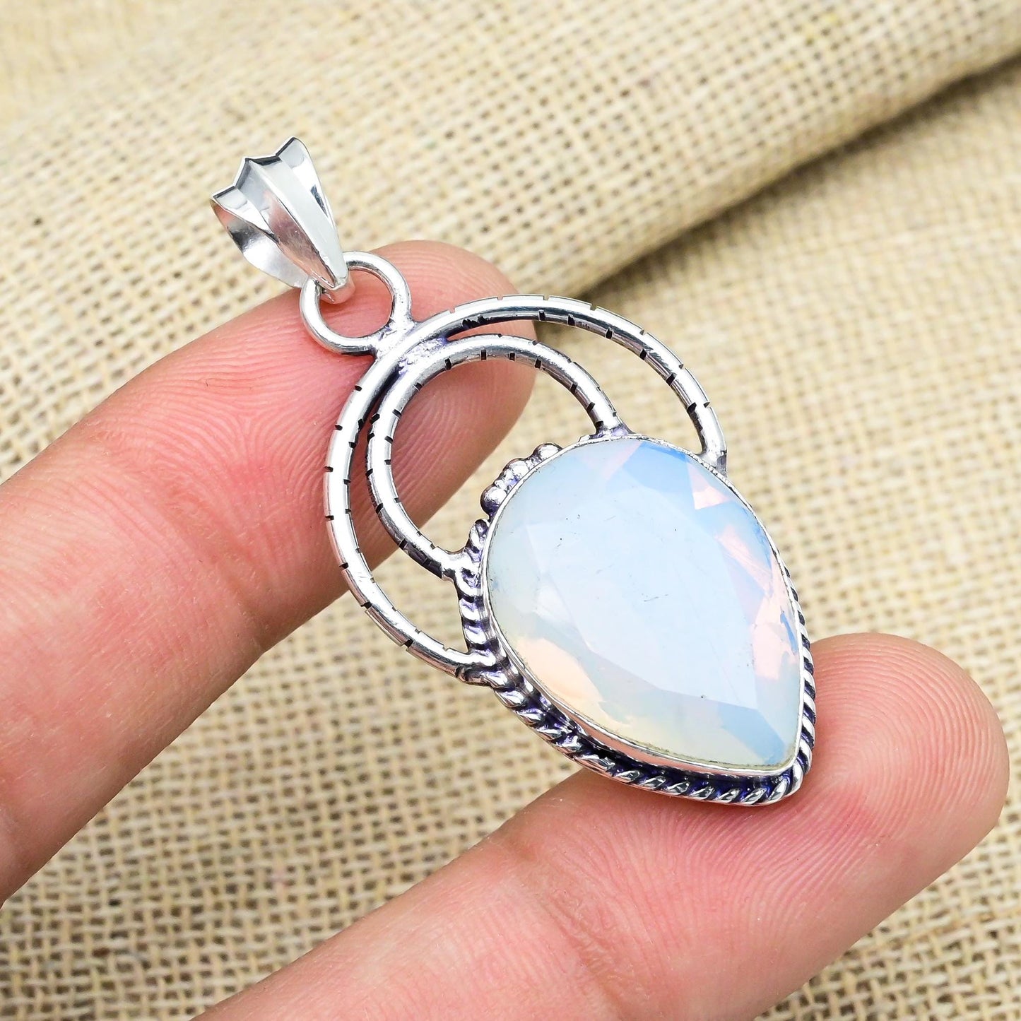 Milky Opal Silver Pendant