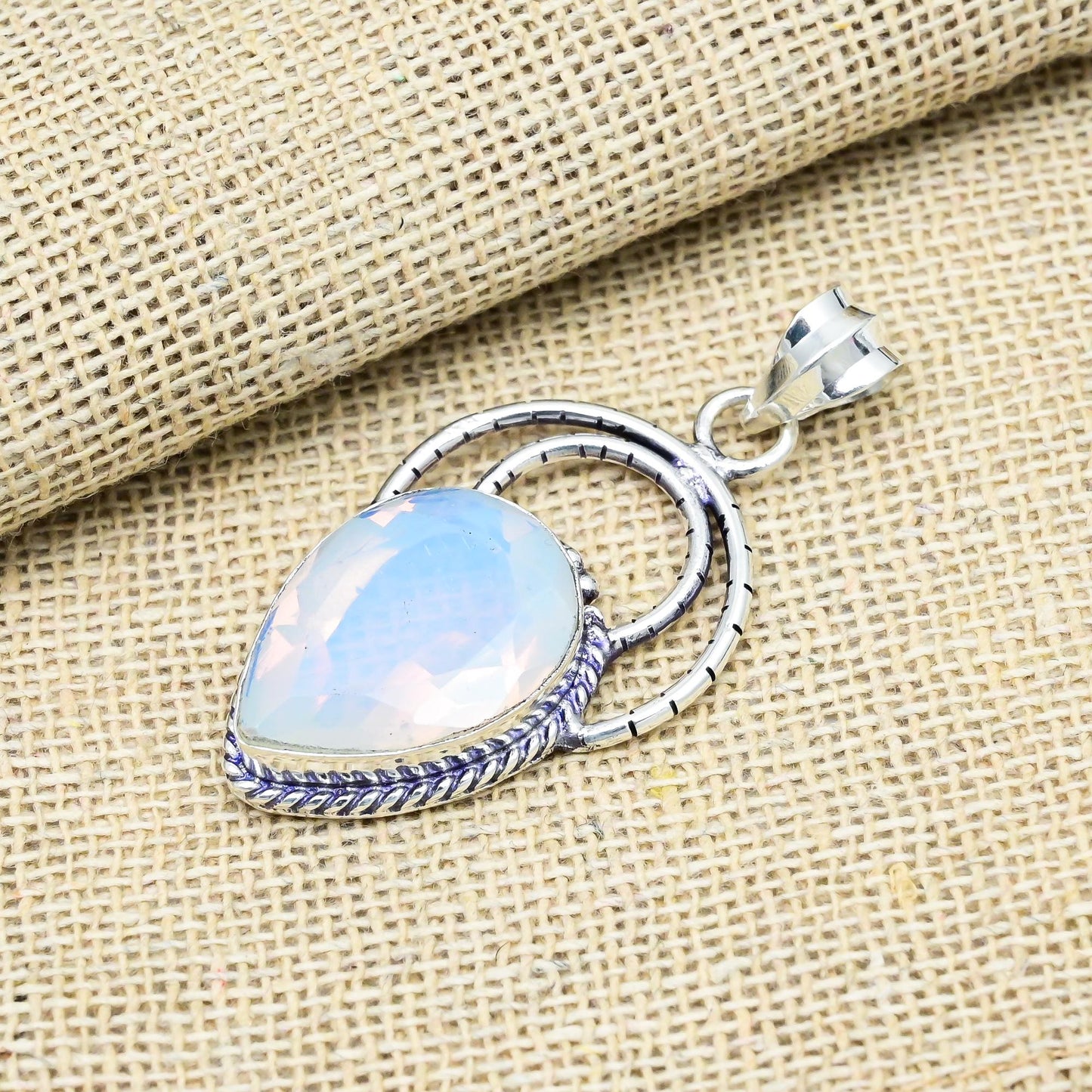 Milky Opal Silver Pendant