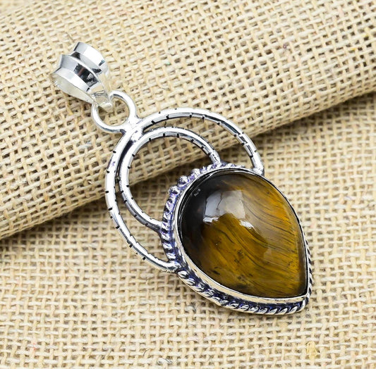 Golden Tiger Eye Sterling Silver Pendant